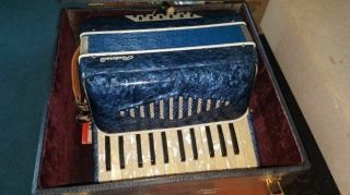 Vintage Crucianelli Accordian Marble Blue Made In Italy With Case