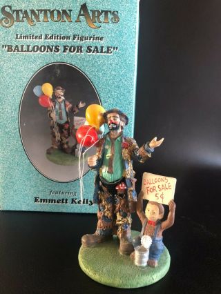 Stanton Arts Emmett Kelly Jr Clown Figurine “balloons For Sale” (iob)