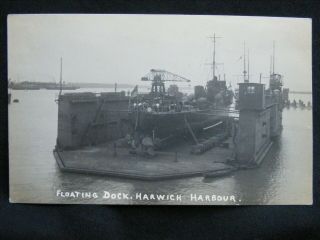 Vintage Floating Dock Harwich Harbour Rp Postcard