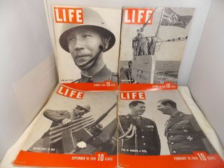 4 Life Magazines World War Ii Articles Mussolini,  Hitler,  Submarines 1938 - 40