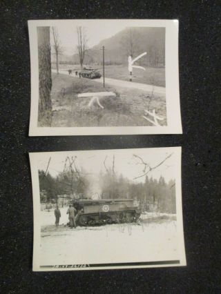 Two Ww2 Era Photographs.  Signal Corps.  U S Army M - 12 Tank.  4 " X 5 " France