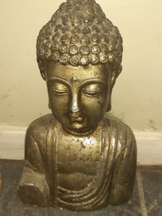 Vintage 16 " Bronze Buddha Bust Statue