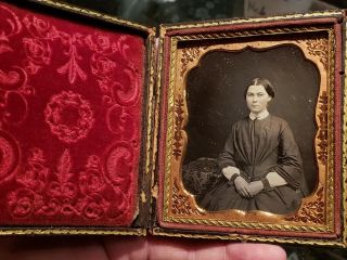 Sixth Plate Daguerreotype Of Woman In Full Split Case