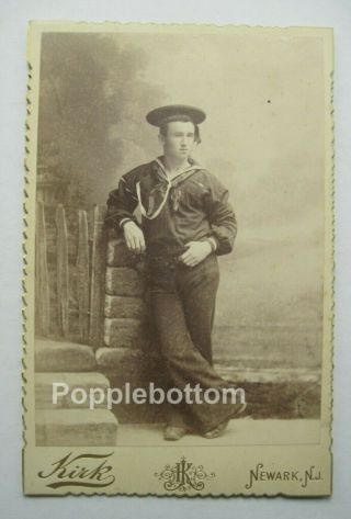 Cabinet Card Photo Of Young Us Navy Sailor From Uss Jamestown Kirk Photo C5