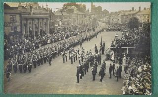 Vintage Rppc Postcard Devizes 1911 Coronation Parade Wiltshire (ch204)