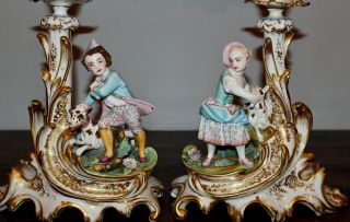 French Old Paris Porcelain Figural Candlesticks C1840s Jacob Petit 13 "
