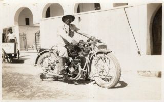Egypt Old Vintage Photo.  Man With B S A Motorcycle.  Photo Fiorillo & Figlio