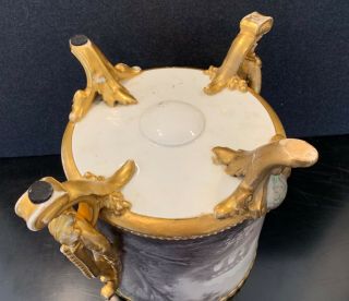 ANTIQUE 19th CENT.  PARIS PORCELAIN FOOTED PLANTER WITH WOMEN AND WINGED PUTTI ' S 5