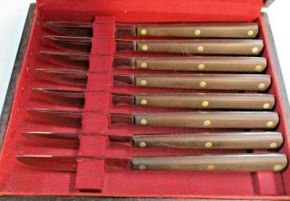 Vintage Cutco No.  47 Steak Knives Set Of Eight (8) Made In Usa W/wooden Case