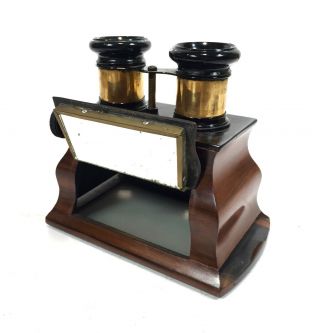 Antique Wooden Stereo Viewer / Stereoscope / Bombe Style Mahogany / 19th Century 2
