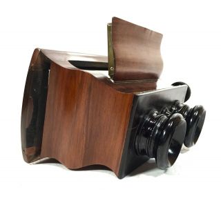 Antique Wooden Stereo Viewer / Stereoscope / Bombe Style Mahogany / 19th Century 4
