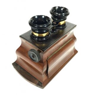 Antique Wooden Stereo Viewer / Stereoscope / Bombe Style Mahogany / 19th Century 5