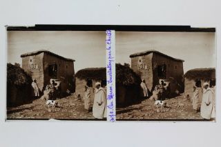 Maroc France Grande Guerre 1914 - 18 Ww1 Photo N3 Plaque Stereo 6x13cm Vintage
