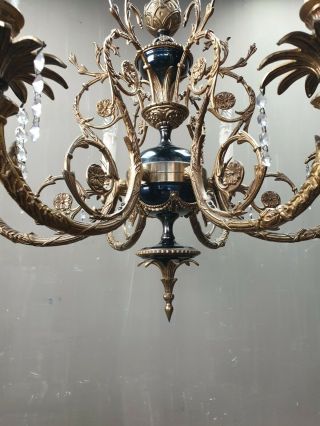 Vintage French Louis XVI Style Chandelier Ceiling Lamp Brass Hollywood Regency 2