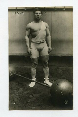 13 Old Photo Handsome French Male Athlete Muscle Strongman Nude Man Rppc Gay
