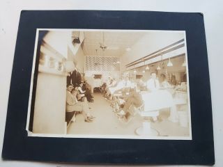 Vintage Antique Old Small Town Texas Cabinet Card Barber Shop Photo Sepia