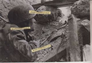 Ww2 Press Photograph Foto Photo Fallschirmjager Im Cassino 2 Top