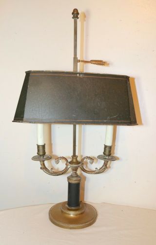 Antique French Empire Fine Quality Bronze Tole Brass Bouillotte Table desk Lamp 2