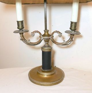 Antique French Empire Fine Quality Bronze Tole Brass Bouillotte Table desk Lamp 3