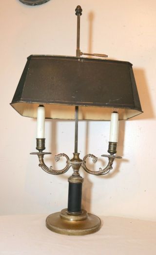 Antique French Empire Fine Quality Bronze Tole Brass Bouillotte Table desk Lamp 5