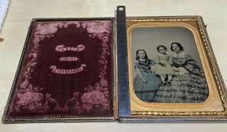 Vintage Victorian Tintype Family Of 3 Siblings North Artist Cleveland 4.  5x6