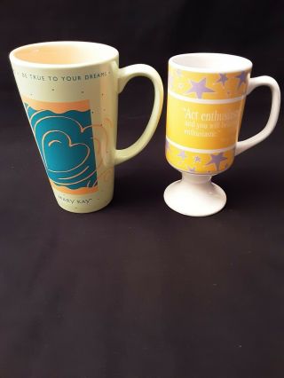 Set Of 2 Tall Mary Kay Be True To Your Dreams Mug Coffee Cup & Act Enthusiastic