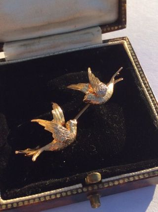 Rare 9ct Vintage Victorian Gold Double Dove Swallow Brooch Circa 1899 Chester