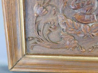 Antique Black Forest Carved Walnut Figural Griffins Panel Frame Wall Plaque 3