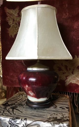 Chinese Early 19 Century Sang De Boeuf Ox Blood Vase Lamp 28 "