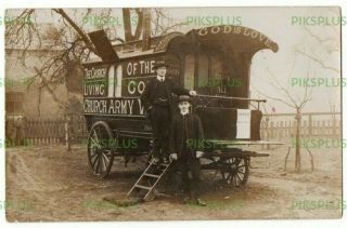 Social History Postcard Church Army Caravan Real Photo Vintage 1908