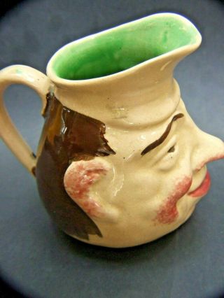 Victorian Sarreguemines Majolica French Character Face Jug Pottery C.  1900 RARE 2