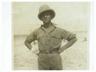 Antique Military Ww2 Photograph Portrait British Soldier On The Shore Of The Med