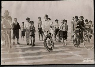 Vintage Photograph Bicycles Ymca Camp - Boy Scouts Daytona Beach Florida Old Photo
