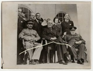 Orig Archiv Foto 07.  12.  1943 Ww Ii Wk2 Teheran Roosevelt Churchill Stalin Photo
