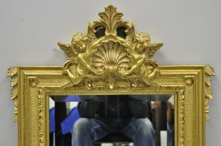 Vintage Gold Leaf Italian French Louis Xv Style 35x26 Wall Mirror With Cherubs