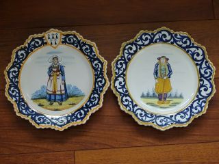 Two Vintage Plate French Faience Henriot Quimper