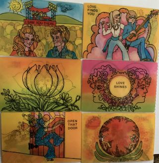 1970 Vintage Peter Max Lenticular Multi Phase Post Card Set Of 6.  Rare.  Con