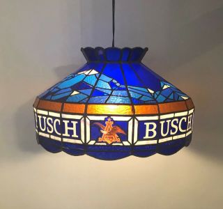 Vintage Busch Beer Round Hanging Pool Table Lighted Bar Sign