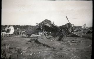 Ww2 German Captured Destroyed Airplane Scrapyard Negative Wwii (n2)