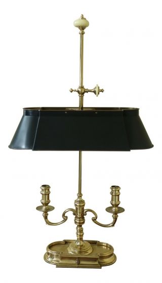 F32381ec: Chapman Polished Brass Desk Lamp W.  Tole Shade