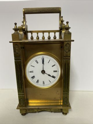 Vintage 1930’s Solid Brass Carriage Clock With Key