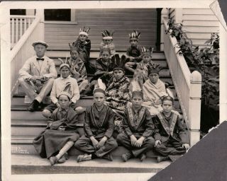 Vintage Photograph Indians Ymca Camp - Boy Scouts Daytona Beach Florida Old Photo