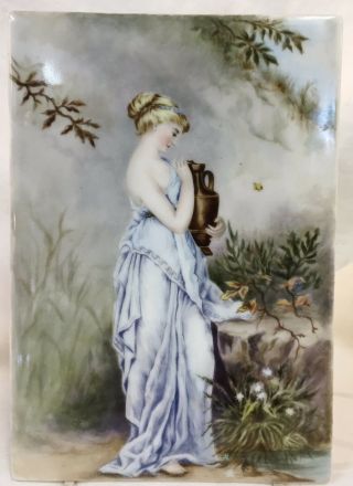 1868 Charles Field Haviland CFH Limoges France Hand Painted Figural Tile Plaque 2