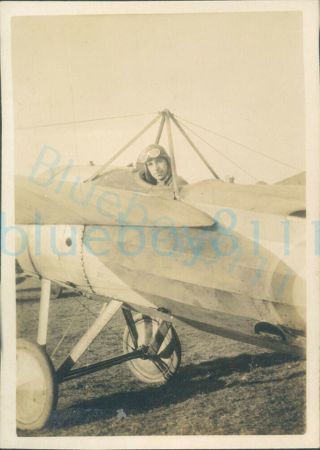 Ww1 Rfc Royal Flying Corps Officer Lt J F Young Photo In Aircraft Cockpit