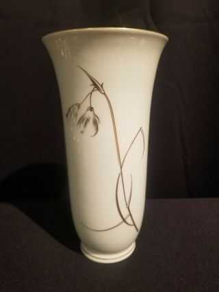 Rare Vintage Kpm Berlin White Porcelain Vase Gold Floral Insect Dragonfly Dj86