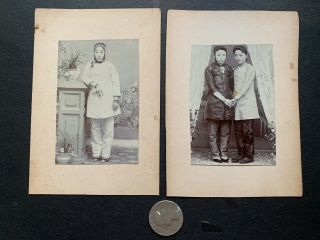 X2 China Or Japan 1800s Antique Photos Photographs Chinese Or Japanese Old