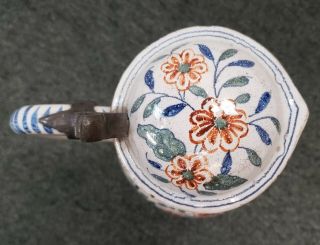 Mid 18th Century French Faience Pottery Bird/Floral Motifs Lidded Pitcher 6