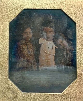 Siblings Bro & Sisters 6th Plate Early Daguerreotype Photo C 1840s Bonus Tintype