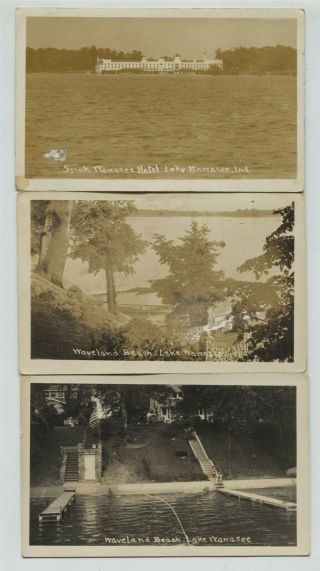 3 Vintage Lake Wawasee Indiana Real Photo Postcards Rppc Waveland Beach