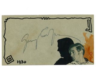 Gary Cooper Signed Vintage 1930 Brehm Hand Painted Art Postcard Autographed